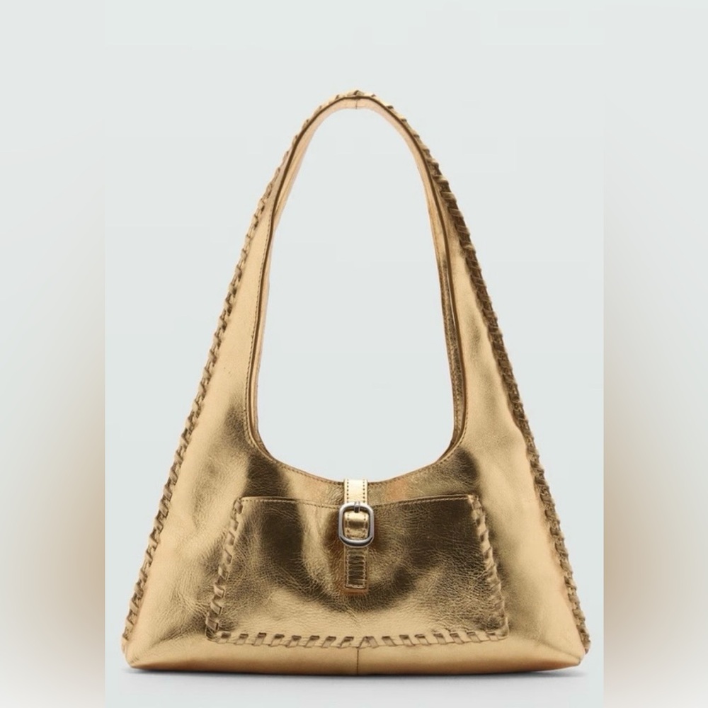 Mango Metallic Gold Shoulder Bag NWOT